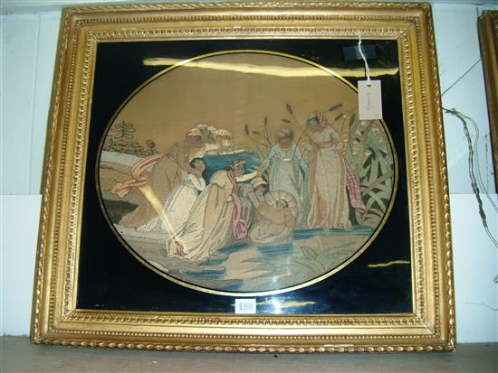 Regency silkwork picture, Moses Discovered in the Bulrushes